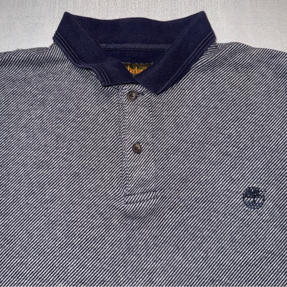 Men's timberland navy/Gray Long Sleeve Polo Shirt size M - Picture 3 of 7